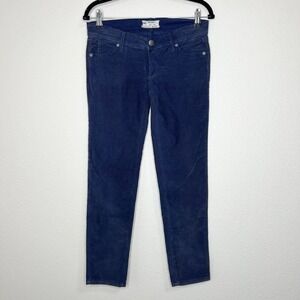 Free People Blue Corduroy Stretch Cotton Low Rise Skinny Jeans Pants Sz 24